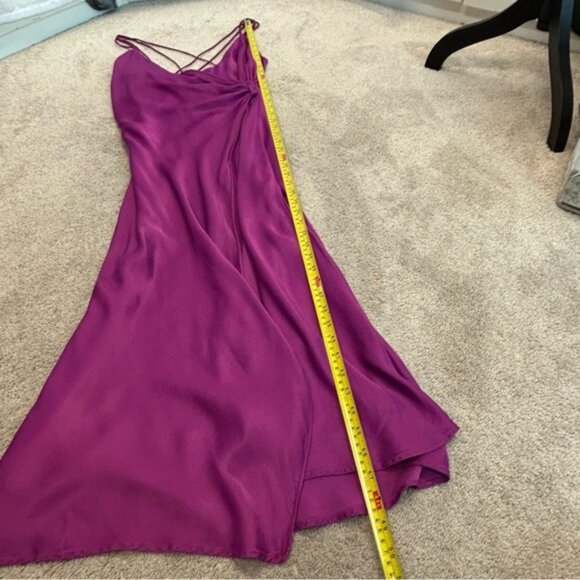 Zara purple Satin effect slip dress sweetheart spaghetti strap faux wrap Sz L - Picture 13 of 16